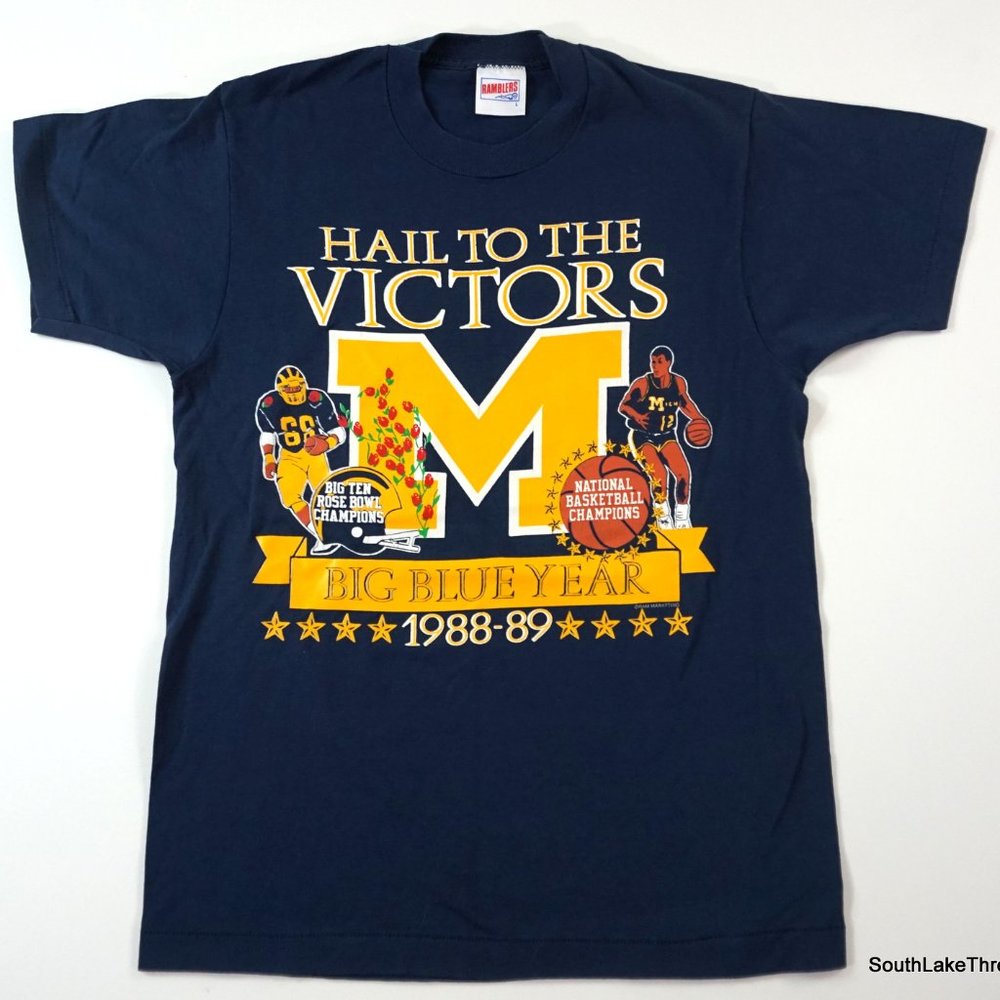 VTG 88-89 Michigan Wolverines Big 10 Champs Tee L